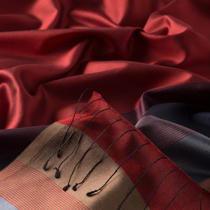 Ottoman Red Elitist Striped Silk Scarf - Thumbnail