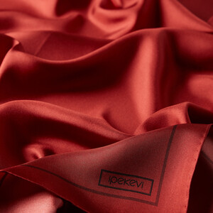 ipekevi - Ottoman Red Frame Silk Twill Scarf (1)