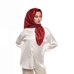 Ottoman Red Frame Silk Twill Scarf - Thumbnail