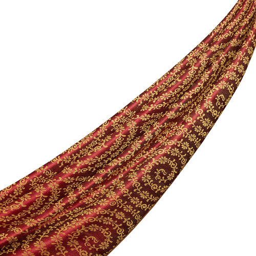 Ottoman Red Golden Horn Pattern Silk Scarf Shawl 