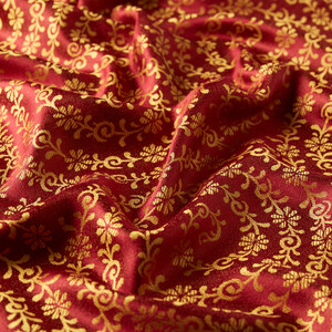 Ottoman Red Golden Horn Pattern Silk Scarf Shawl - Thumbnail