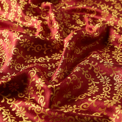 Ottoman Red Golden Horn Pattern Silk Scarf Shawl 