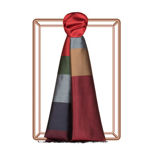 Ottoman Red Kushak Striped Silk Scarf - Thumbnail