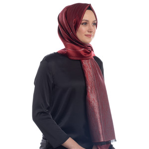 Ottoman Red Lurex Silk Scarf - Thumbnail