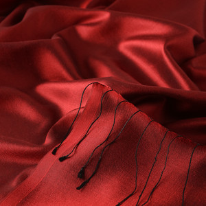 Ottoman Red Plain Silk Scarf - Thumbnail