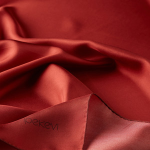 Ottoman Red Plain Silk Twill Scarf - Thumbnail