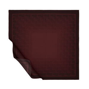 Ottoman Red Qufi Pattern Silk Twill Scarf - Thumbnail
