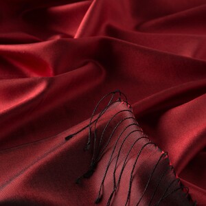 Ottoman Red Reversible Silk Neck Scarf - Thumbnail