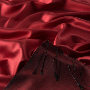 Ottoman Red Reversible Silk Scarf - Thumbnail