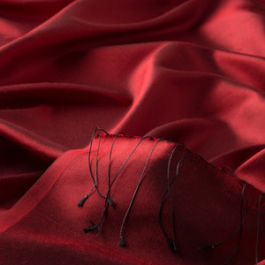 Ottoman Red Shantung Silk Scarf - Thumbnail