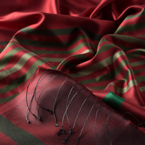 ipekevi - Ottoman Red Thin Meridian Striped Silk Scarf (1)