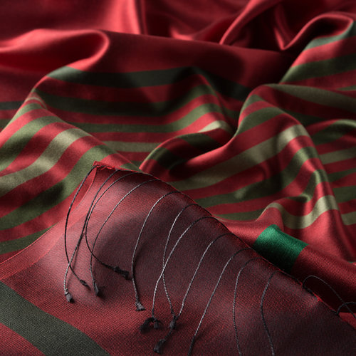 Ottoman Red Thin Meridian Striped Silk Scarf