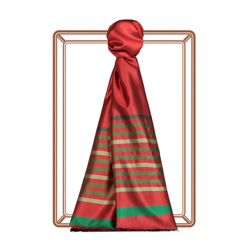 Ottoman Red Thin Meridian Striped Silk Scarf