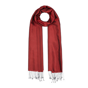 Ottoman Red Thin Shantung Silk Neck Scarf - Thumbnail