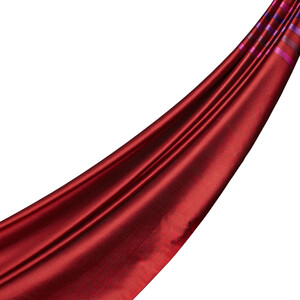 Ottoman Red Thin Striped Silk Scarf - Thumbnail