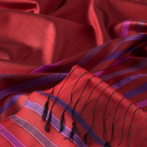 ipekevi - Ottoman Red Thin Striped Silk Scarf (1)