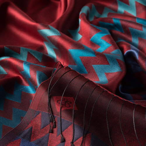 Ottoman Red Zigzag Silk Scarf