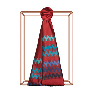 Ottoman Red Zigzag Silk Scarf - Thumbnail
