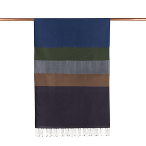 ipekevi - Parliament Blue Kushak Striped Silk Scarf (1)