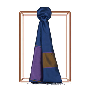 Parliament Blue Striped Silk Scarf - Thumbnail