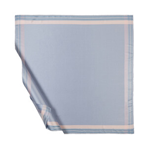 Pastel Blue Frame Silk Scarf - Thumbnail