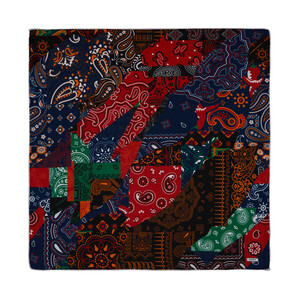 Patchwork Pattern Silk Pocket Square Model 15 - Thumbnail