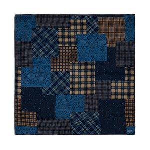 Patchwork Pattern Silk Pocket Square Model 21 - Thumbnail