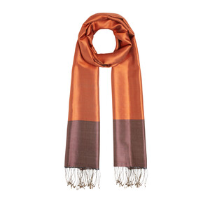 Peach Copper Reversible Silk Scarf - Thumbnail