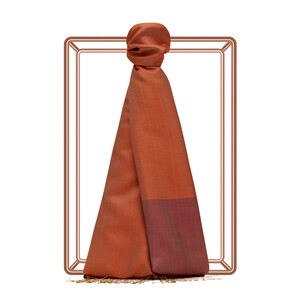 Peach Copper Reversible Silk Scarf - Thumbnail