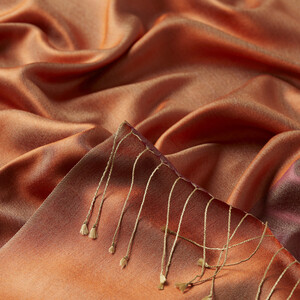 Peach Copper Reversible Silk Scarf - Thumbnail