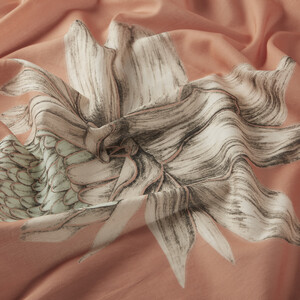 Peach Cream Ginger Flower Cotton Scarf - Thumbnail