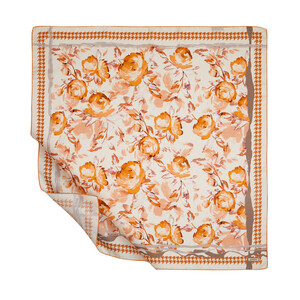 Peach Cream Soulful Blooms Twill Silk Scarf - Thumbnail