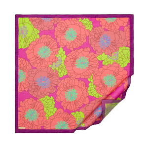 Peach Fuchsia Hydrangea Print Tencel Scarf - Thumbnail