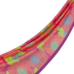 Peach Fuchsia Orange Hydrangea Print Tencel Scarf - Thumbnail