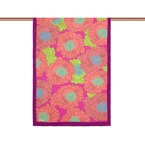 ipekevi - Peach Fuchsia Orange Hydrangea Print Tencel Scarf (1)