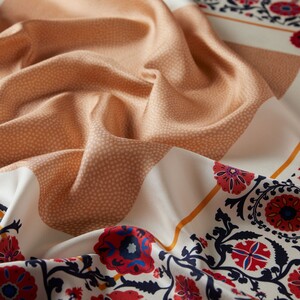 Peach Mirror Twill Silk Scarf - Thumbnail