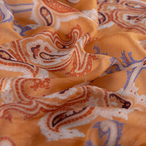 ipekevi - Peach Patchwork Patterned Tencel Scarf (1)