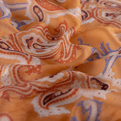 Peach Patchwork Patterned Tencel Scarf