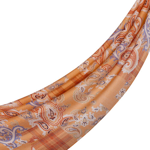 Peach Patchwork Print Tencel Scarf