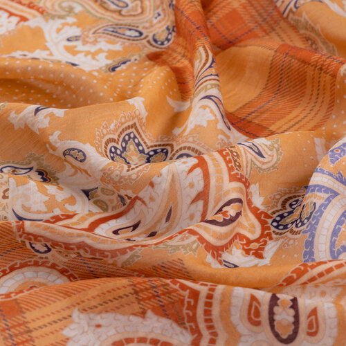 Peach Patchwork Print Tencel Scarf