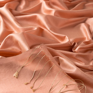 Peach Plain Silk Scarf - Thumbnail