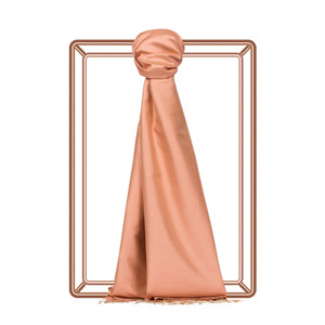 Peach Plain Silk Scarf - Thumbnail