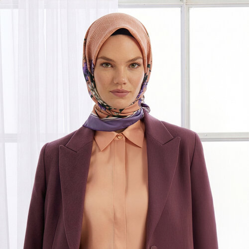 Peach Purple Herbst Twill Silk Scarf