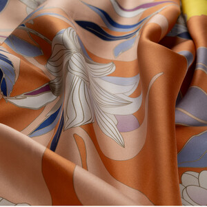 Peach Rayiha Twill Silk Scarf - Thumbnail