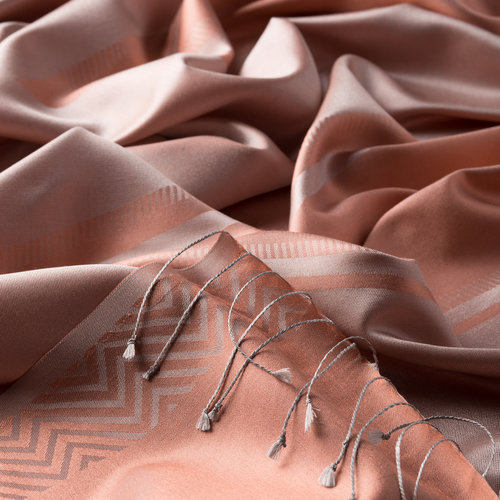 Peach Retro Zigzag Silk Scarf