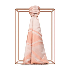 Peach Retro Zigzag Silk Scarf - Thumbnail