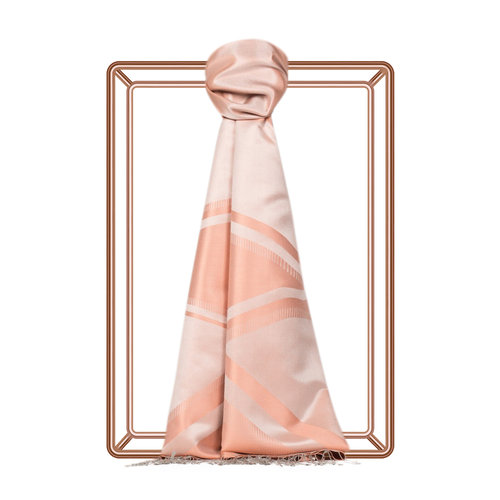 Peach Retro Zigzag Silk Scarf