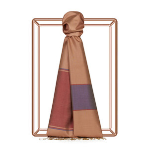 Peach Striped Silk Scarf - Thumbnail