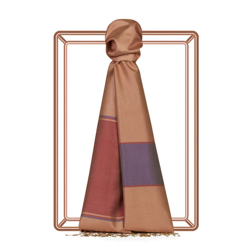 Peach Striped Silk Scarf