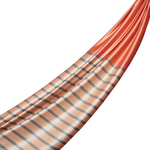 Peach Striped Silk Shawl
